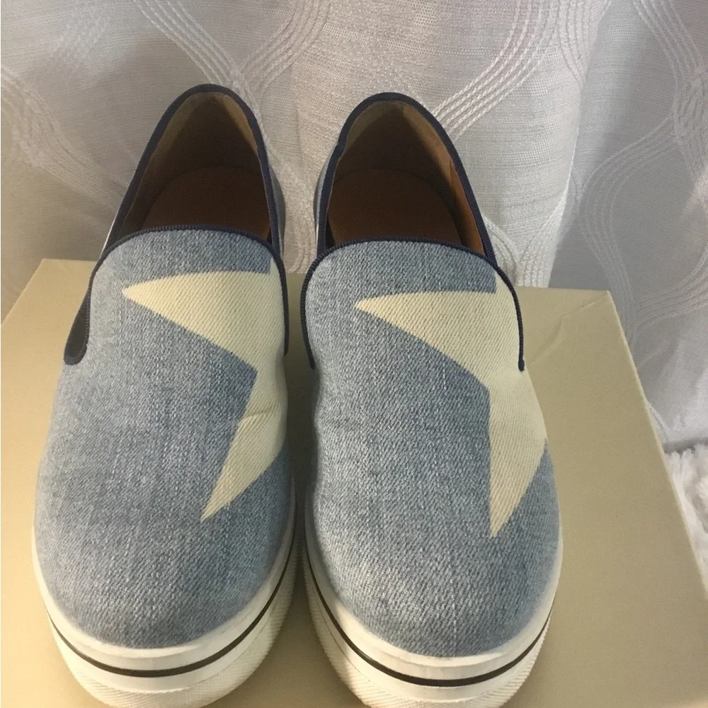Stella McCartney Denim Blue Star Platform Slip-Ons